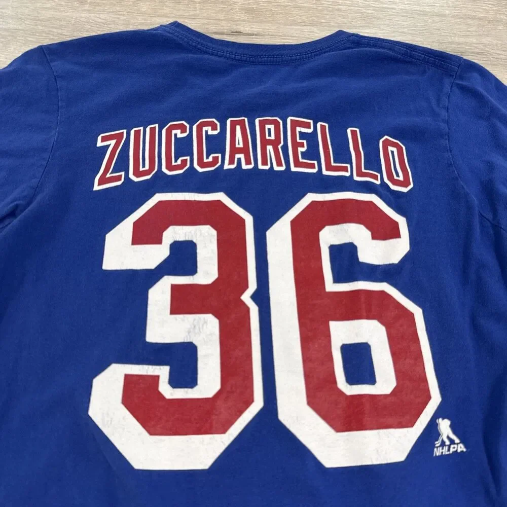Mats Zuccarello Shirt New York Rangers NHL Boys Blue Large 14-16 Cotton